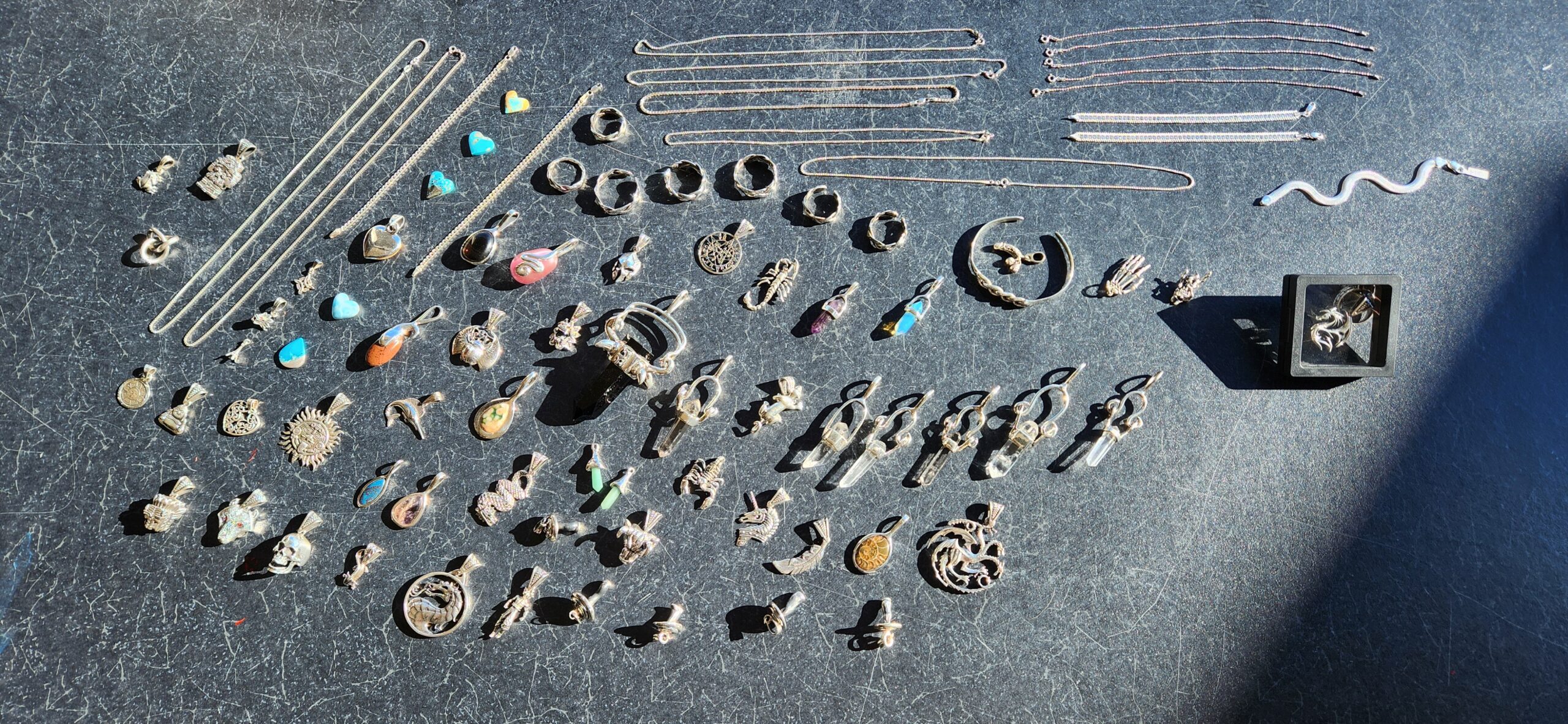 New Silver Jewelry on a table